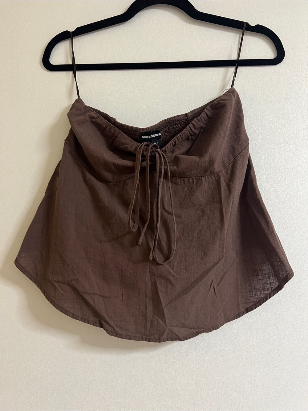 Brown linen blend strapless Shirt